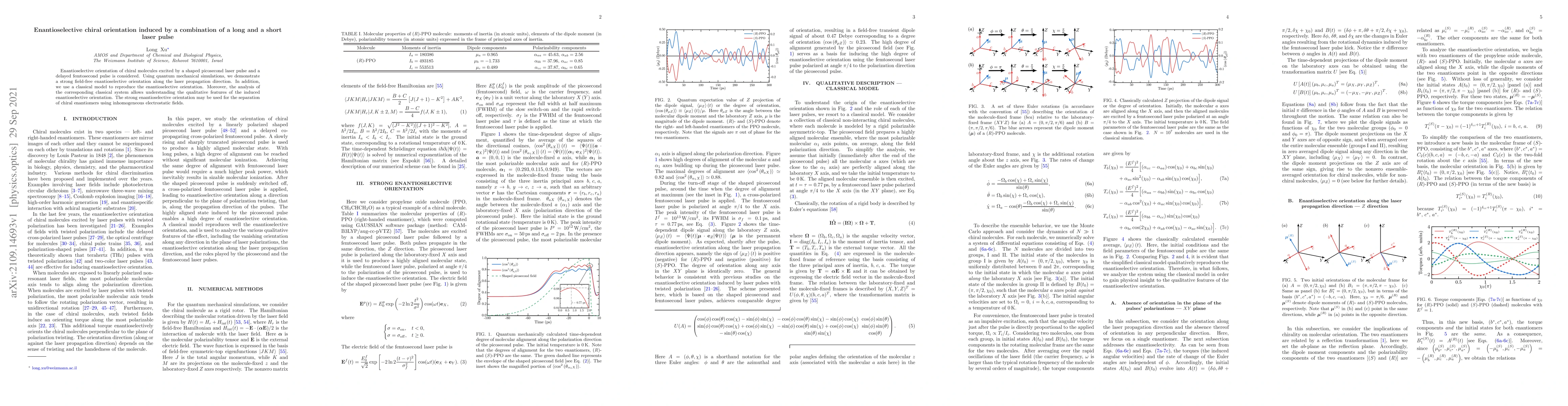Thumbnail for Enantioselective chiral orientation induced by a combination of a long
  and a short laser pulse