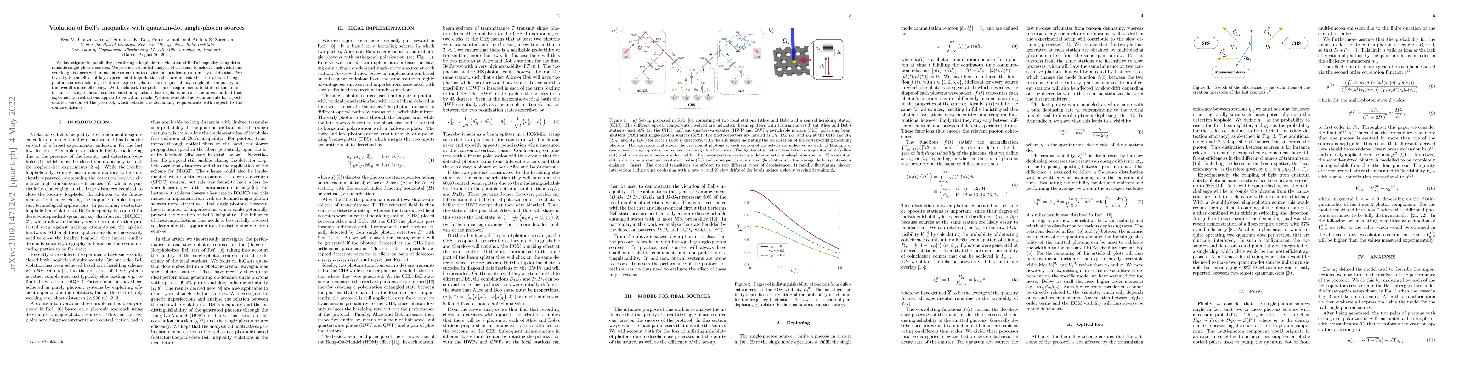 Thumbnail for Violation of Bell's inequality with quantum-dot single-photon sources