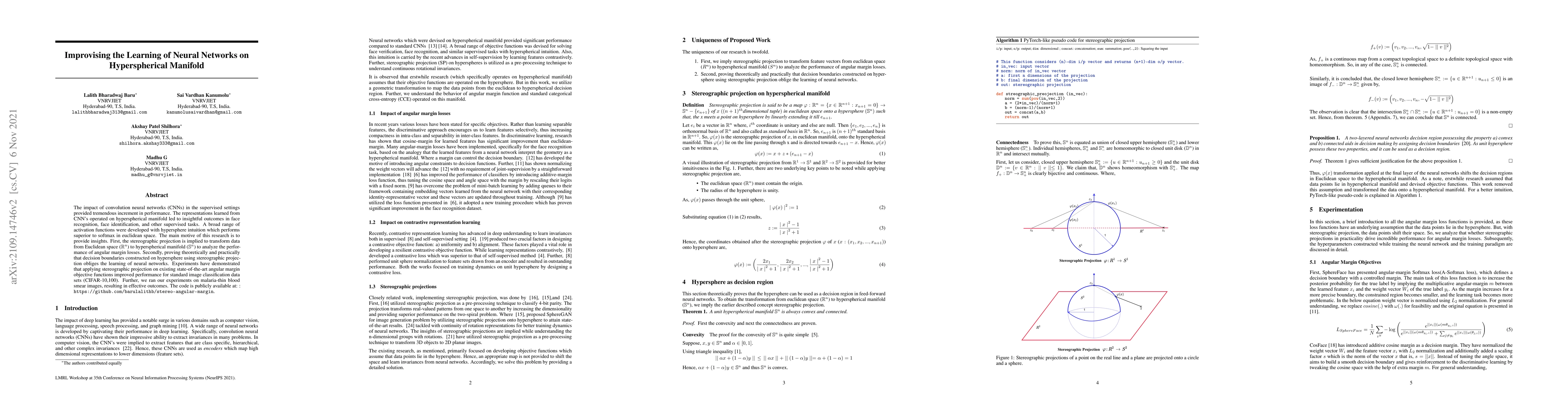 Thumbnail for Improvising the Learning of Neural Networks on Hyperspherical Manifold