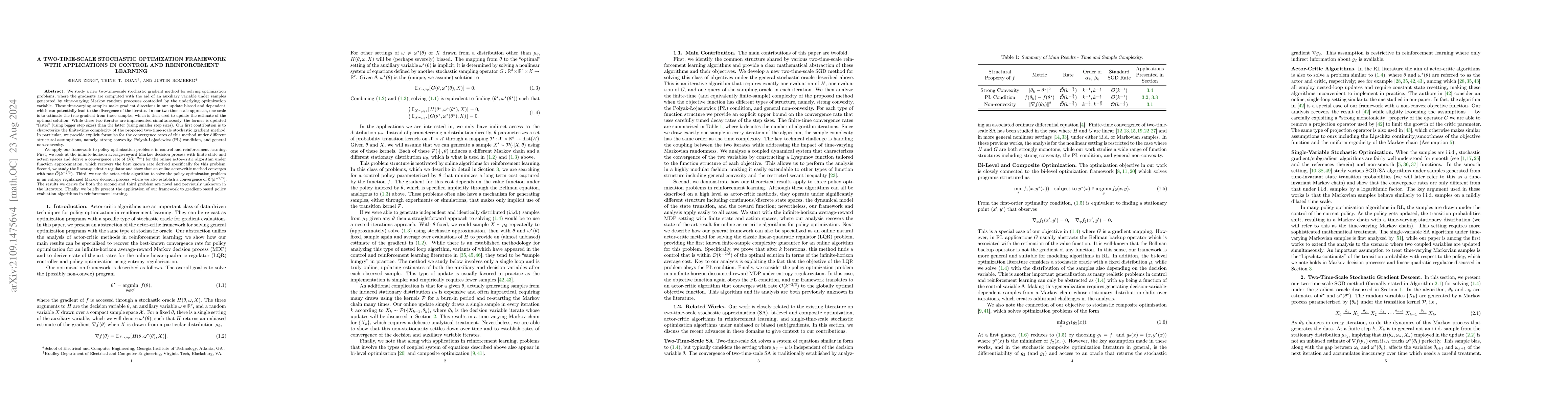 Thumbnail for A Two-Time-Scale Stochastic Optimization Framework with Applications in
  Control and Reinforcement Learning