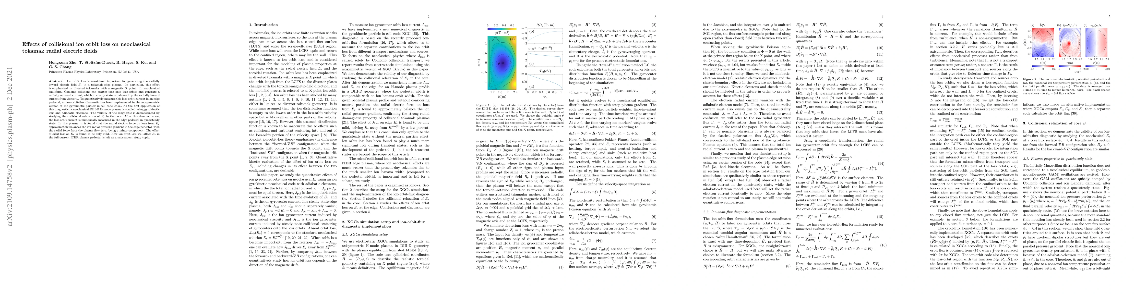 Thumbnail for Effects of collisional ion orbit loss on neoclassical tokamak radial
  electric fields