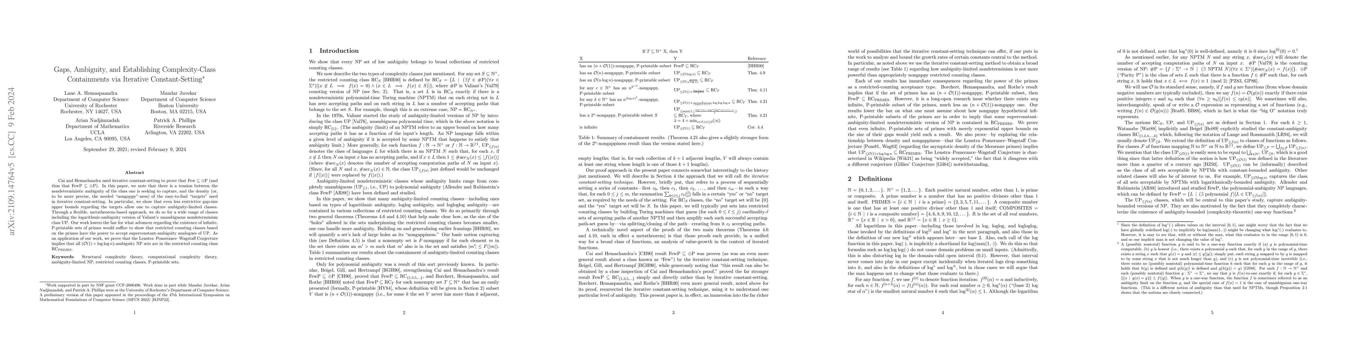 Thumbnail for Gaps, Ambiguity, and Establishing Complexity-Class Containments via
  Iterative Constant-Setting