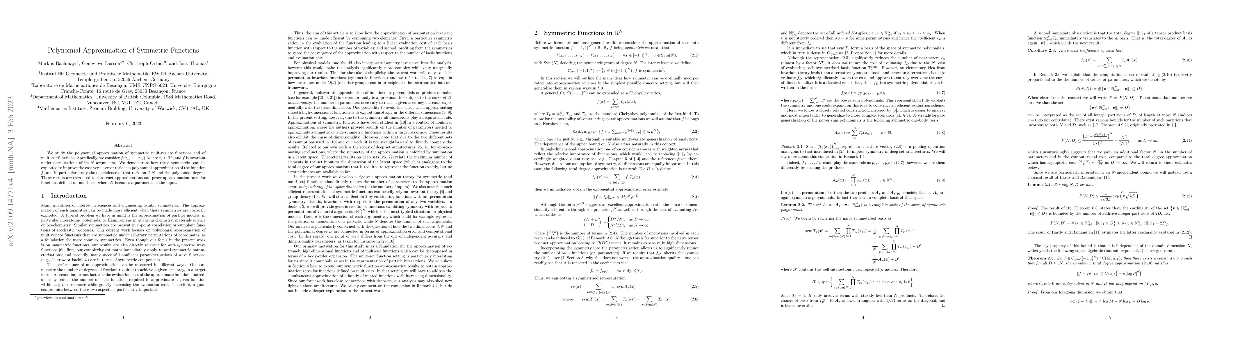 Thumbnail for Polynomial Approximation of Symmetric Functions