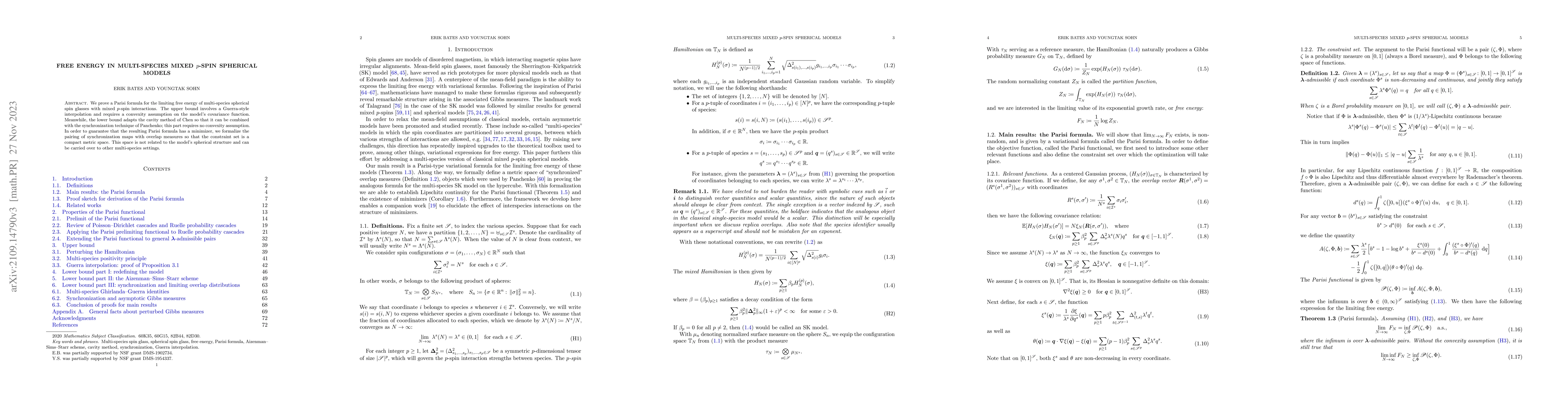 Thumbnail for Free energy in multi-species mixed $p$-spin spherical models