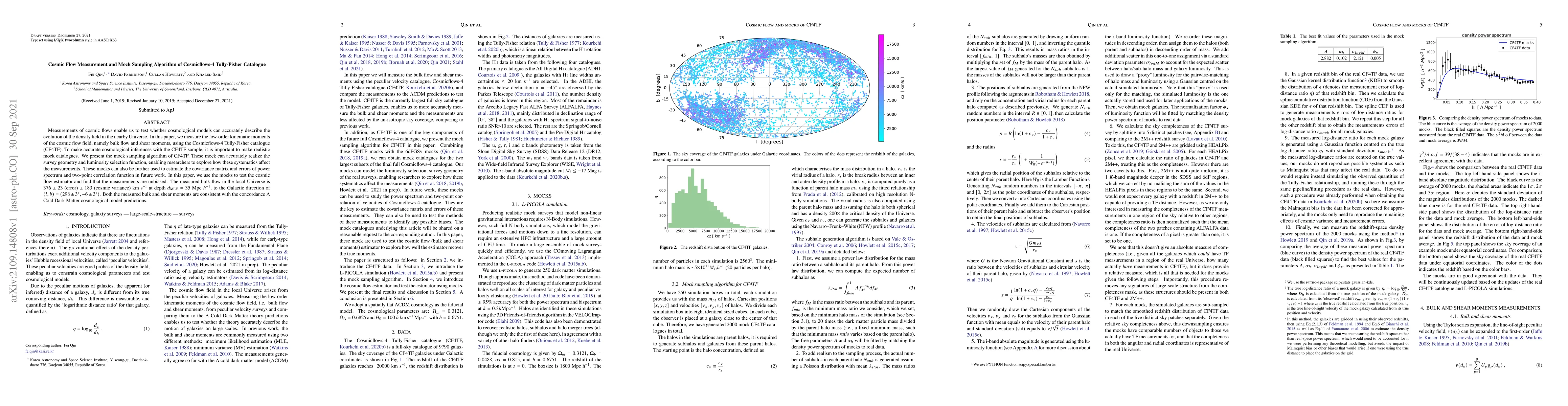 Thumbnail for Cosmic Flow Measurement and Mock Sampling Algorithm of Cosmicflows-4
  Tully-Fisher Catalogue
