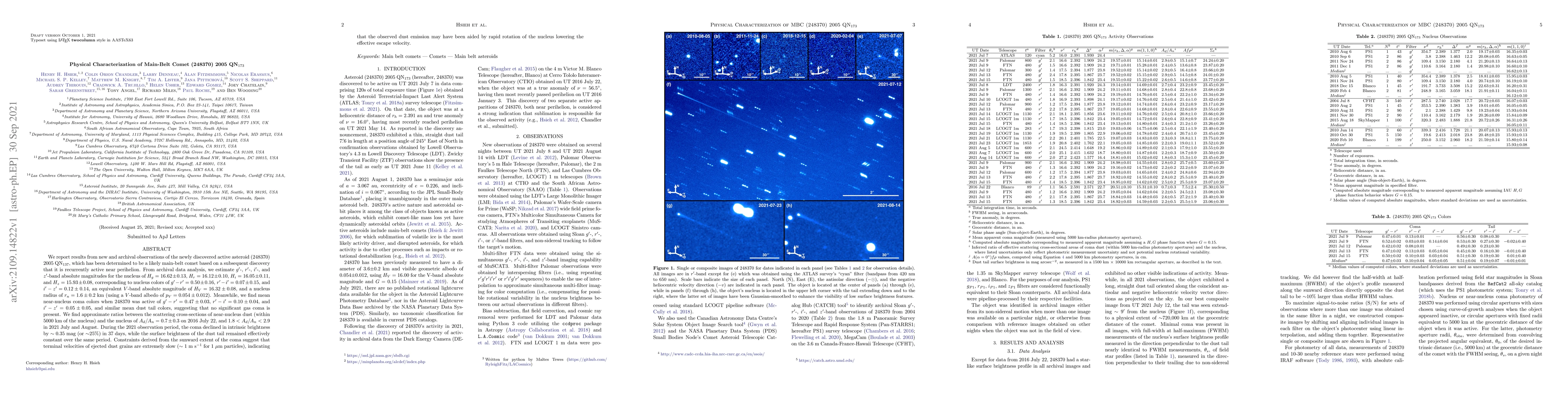 Thumbnail for Physical Characterization of Main-Belt Comet (248370) 2005 QN173