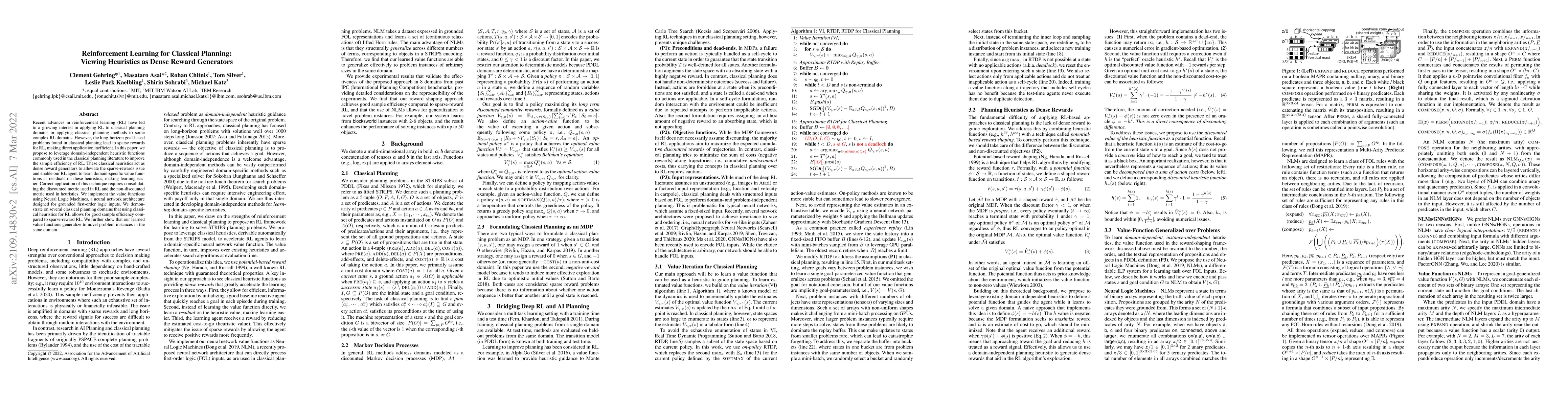 Thumbnail for Reinforcement Learning for Classical Planning: Viewing Heuristics as
  Dense Reward Generators