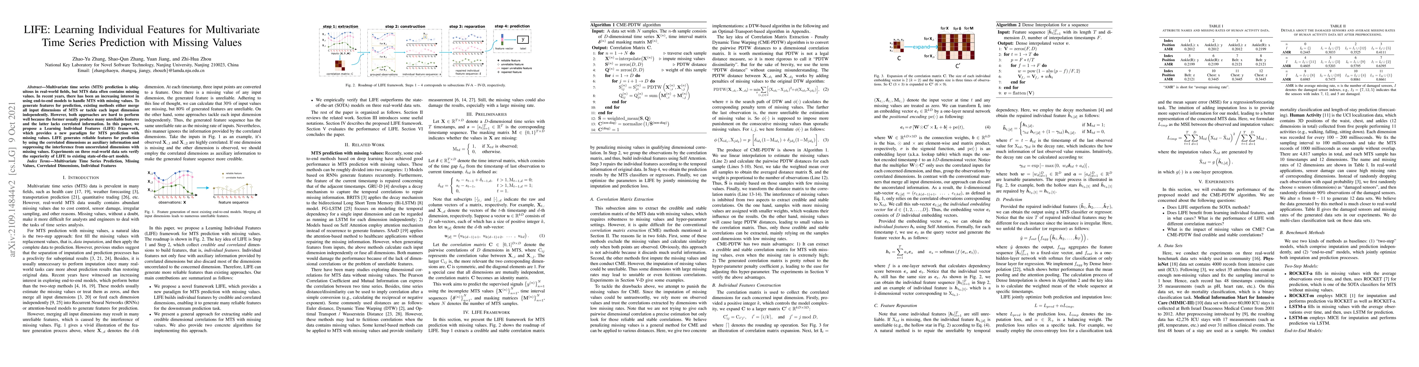Thumbnail for LIFE: Learning Individual Features for Multivariate Time Series
  Prediction with Missing Values