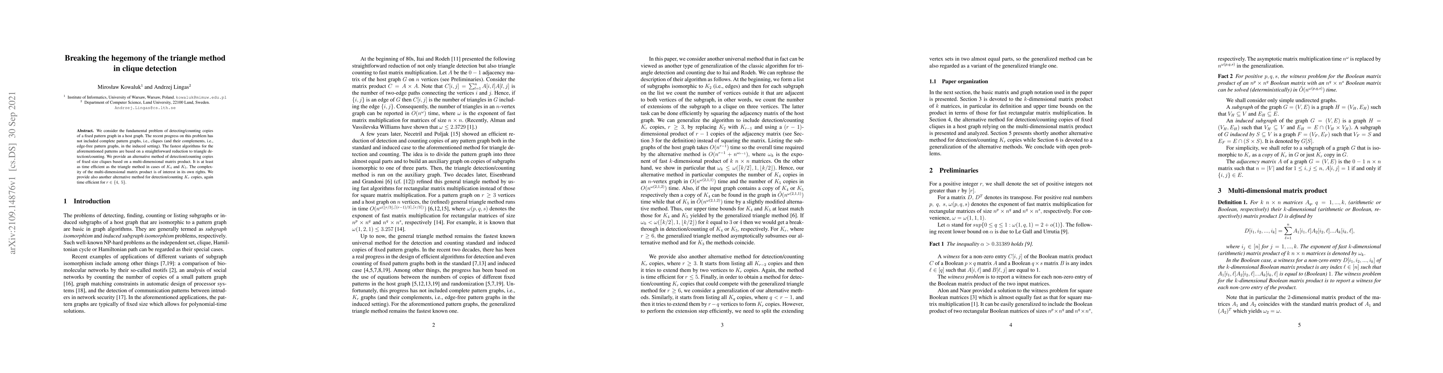Thumbnail for Breaking the hegemony of the triangle method in clique detection