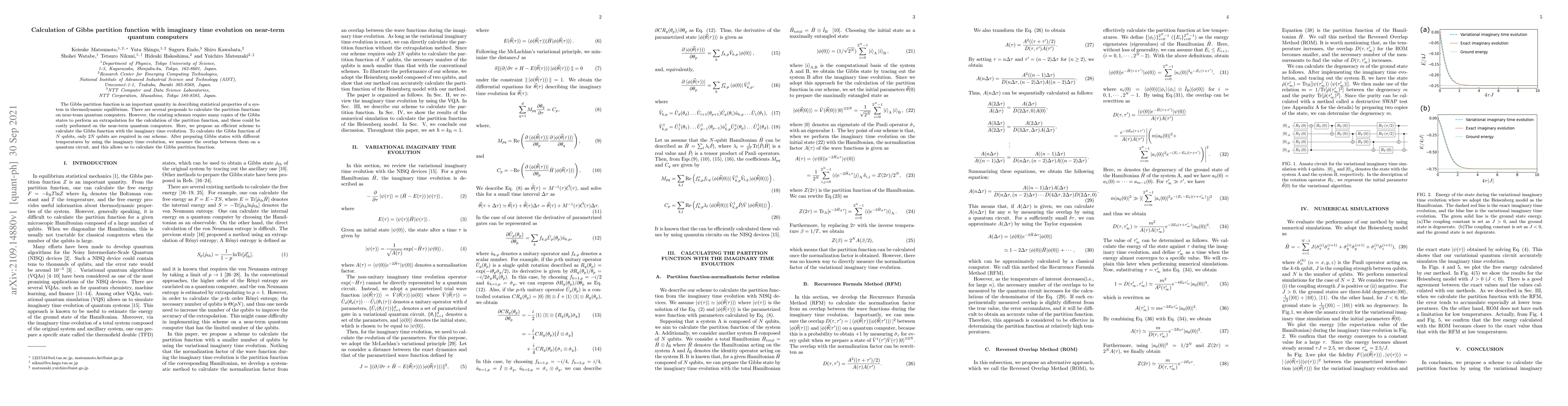Thumbnail for Calculation of Gibbs partition function with imaginary time evolution on
  near-term quantum computers