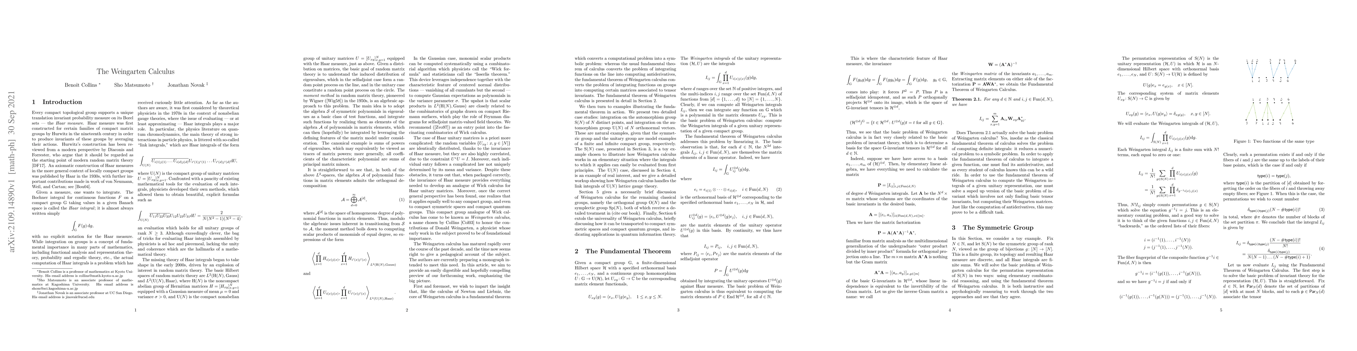 Thumbnail for The Weingarten Calculus