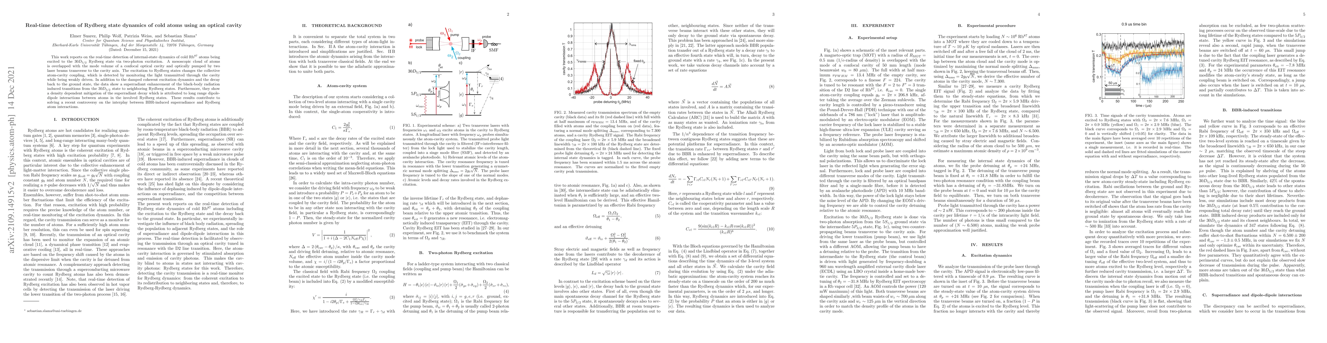 Thumbnail for Real-time detection of Rydberg state dynamics of cold atoms using an
  optical cavity