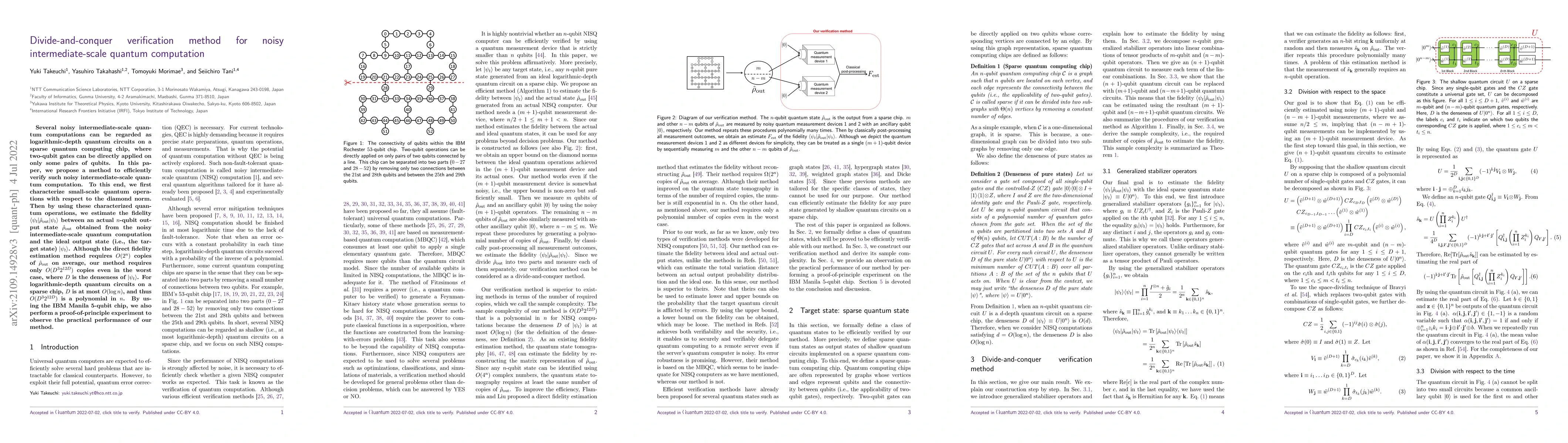 Thumbnail for Divide-and-conquer verification method for noisy intermediate-scale
  quantum computation