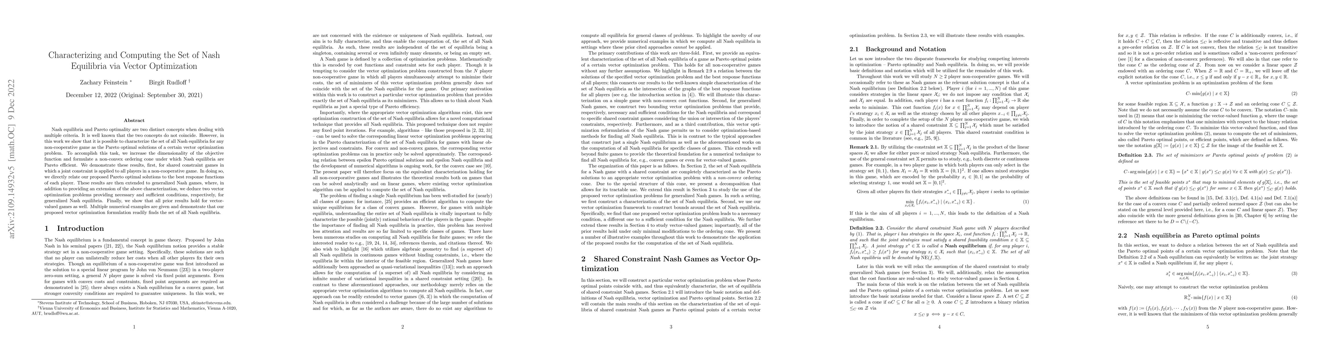 Thumbnail for Characterizing and Computing the Set of Nash Equilibria via Vector
  Optimization