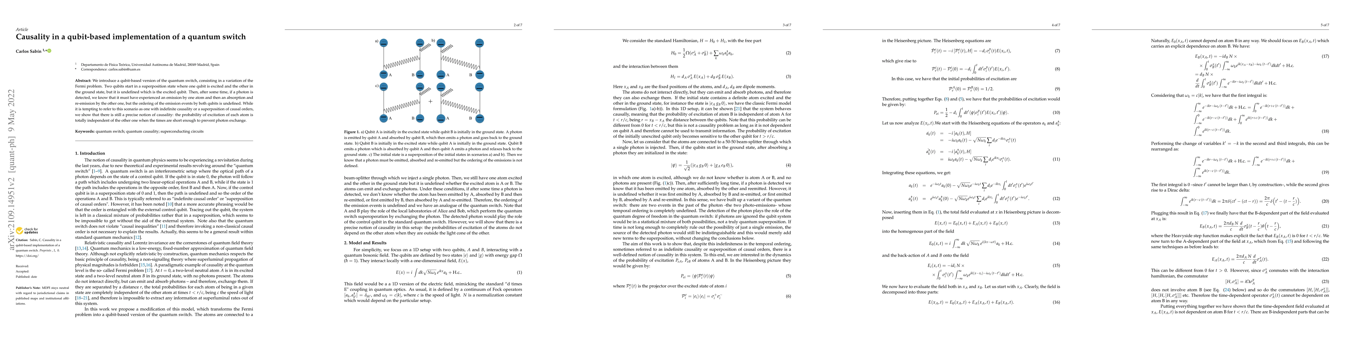 Thumbnail for Causality in a qubit-based quantum switch