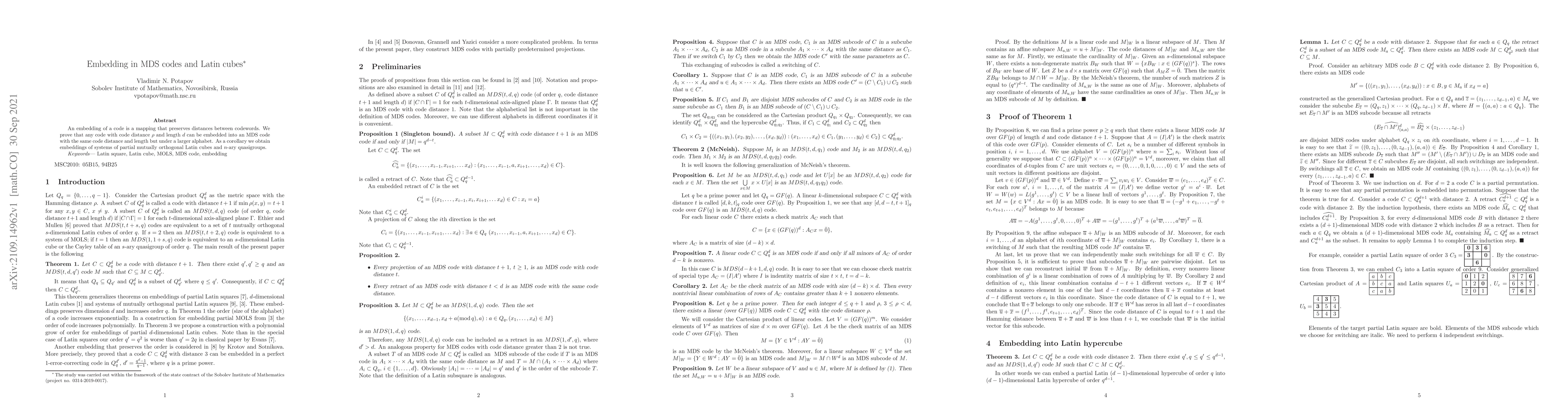 Thumbnail for Embedding in MDS codes and Latin cubes