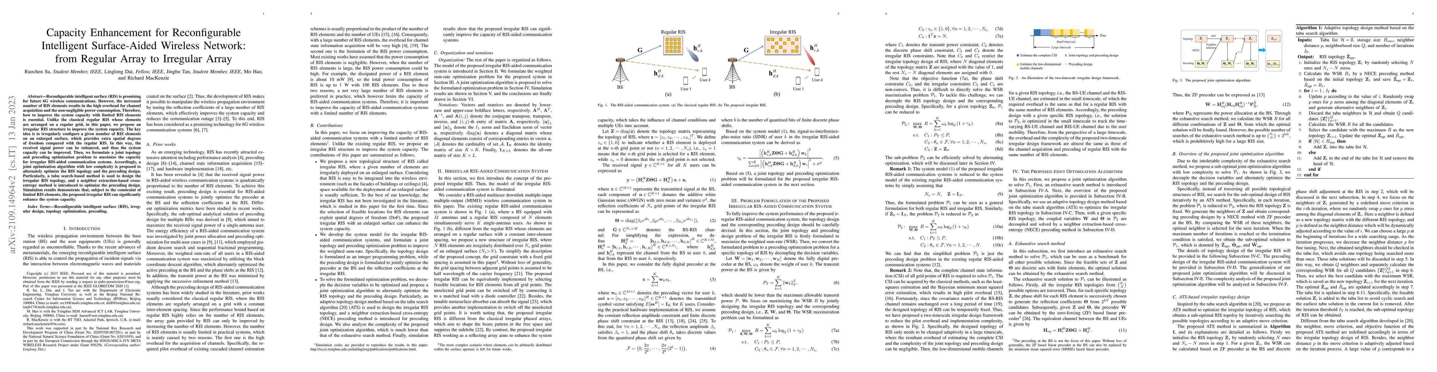 Thumbnail for Capacity Enhancement for Reconfigurable Intelligent Surface-Aided
  Wireless Network: from Regular Array to Irregular Array