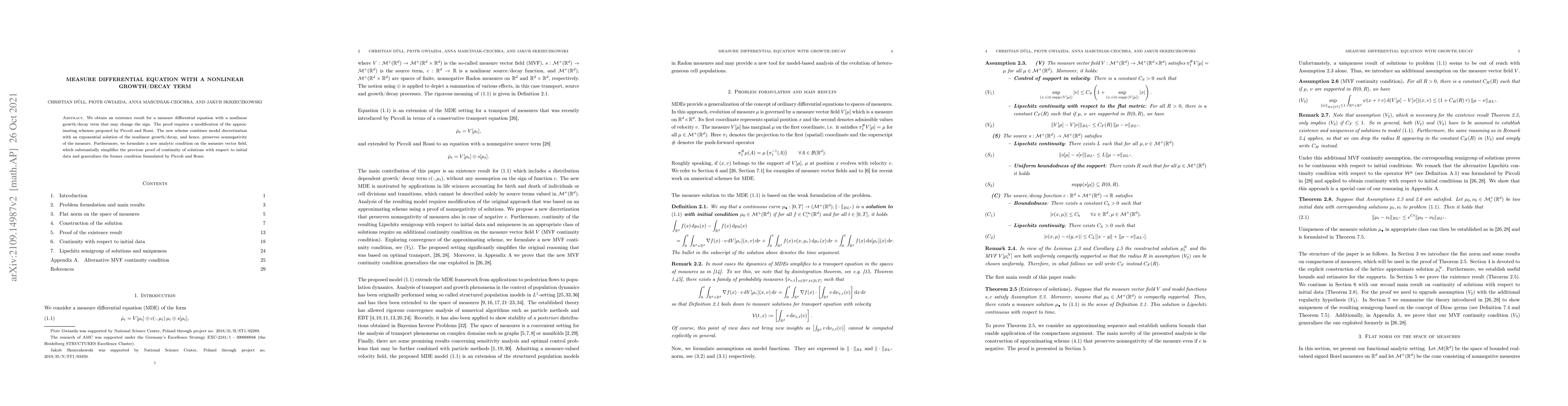 Thumbnail for Measure Differential Equation with a Nonlinear Growth/Decay Term