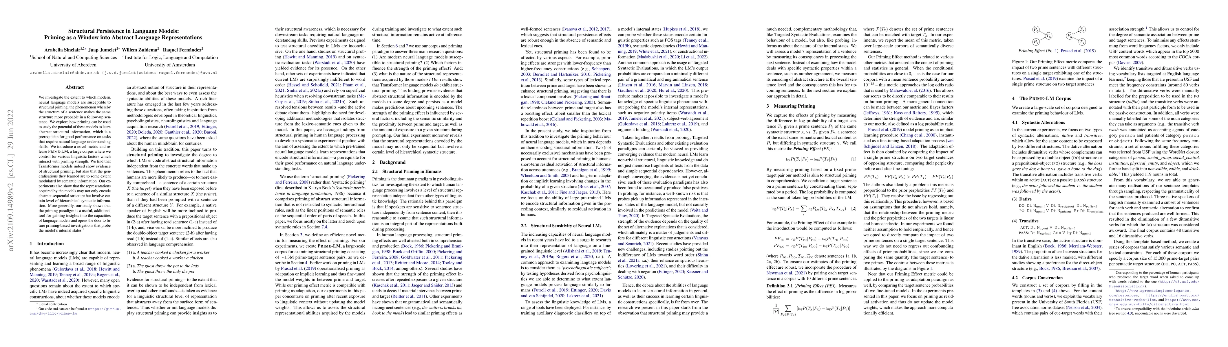 Thumbnail for Structural Persistence in Language Models: Priming as a Window into
  Abstract Language Representations