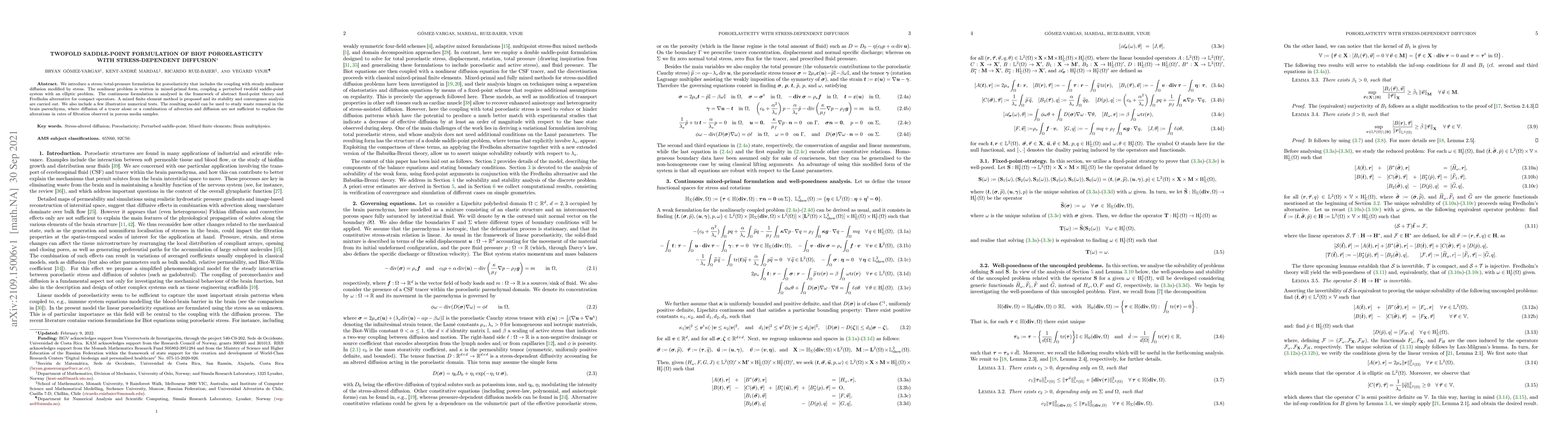 Thumbnail for Twofold saddle-point formulation of Biot poroelasticity with
  stress-dependent diffusion