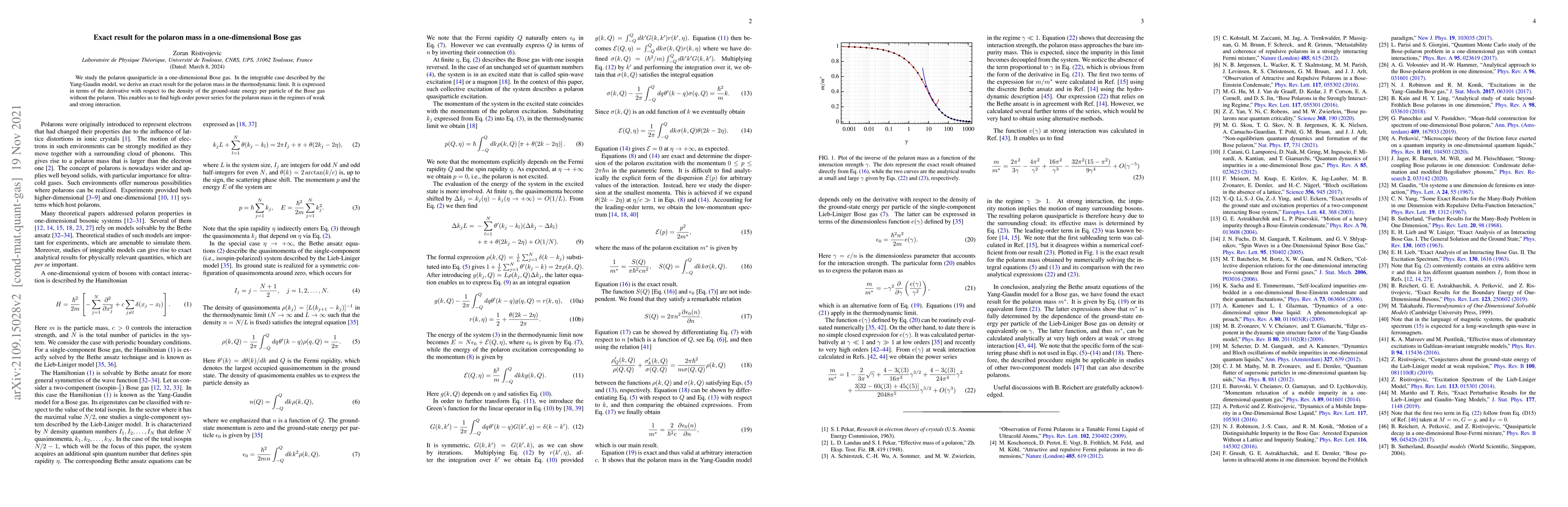 Thumbnail for Exact result for the polaron mass in a one-dimensional Bose gas