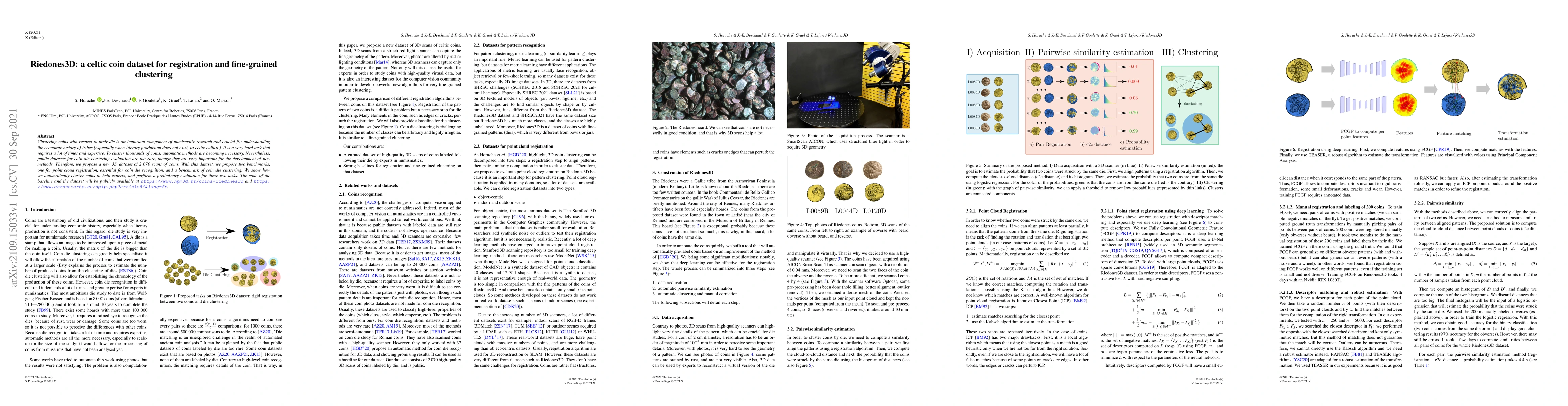 Thumbnail for Riedones3D: a celtic coin dataset for registration and fine-grained
  clustering