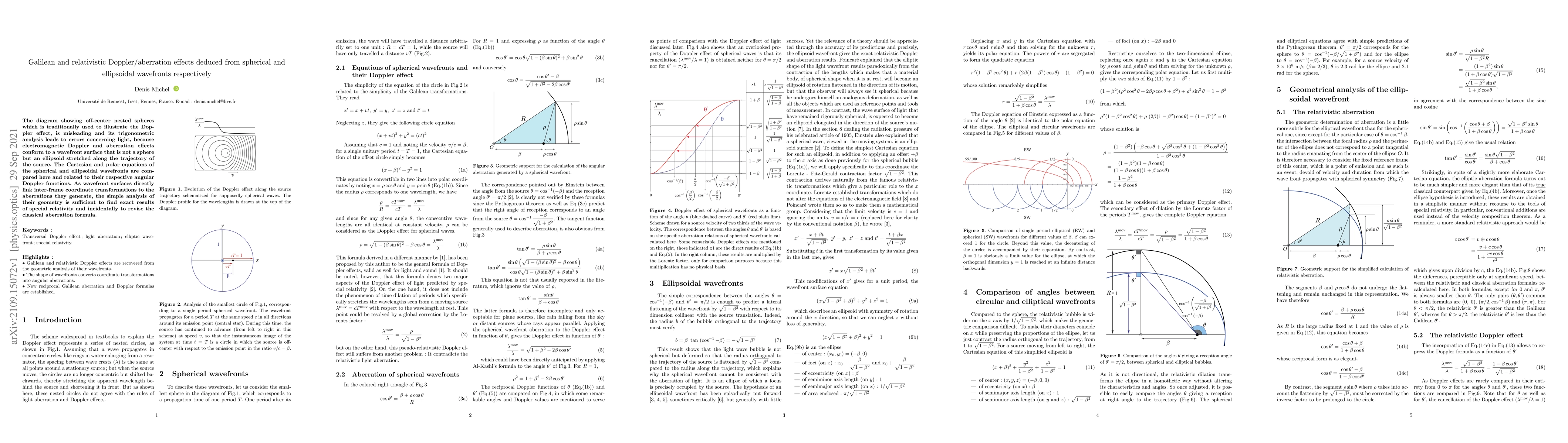 Thumbnail for Galilean and relativistic Doppler/aberration effects deduced from
  spherical and ellipsoidal wavefronts respectively