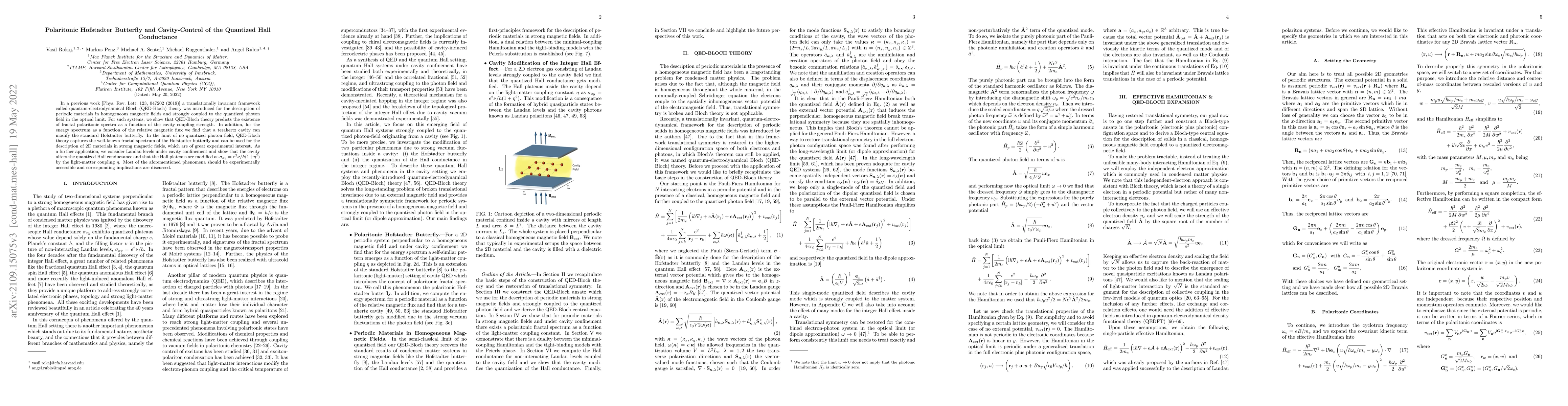 Thumbnail for Polaritonic Hofstadter Butterfly and Cavity-Control of the Quantized
  Hall Conductance