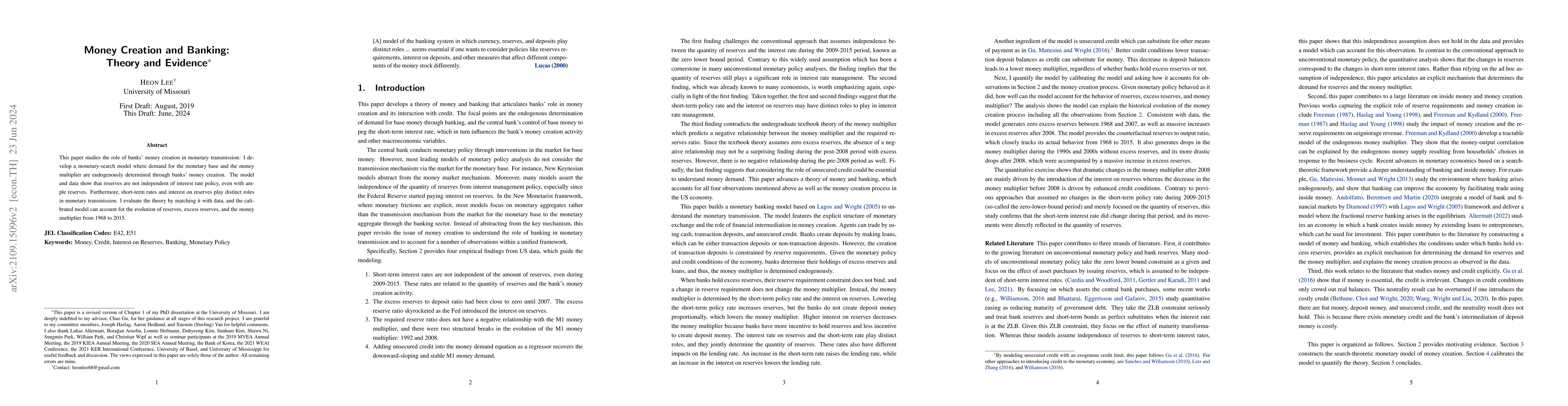 Thumbnail for Money Creation and Banking: Theory and Evidence