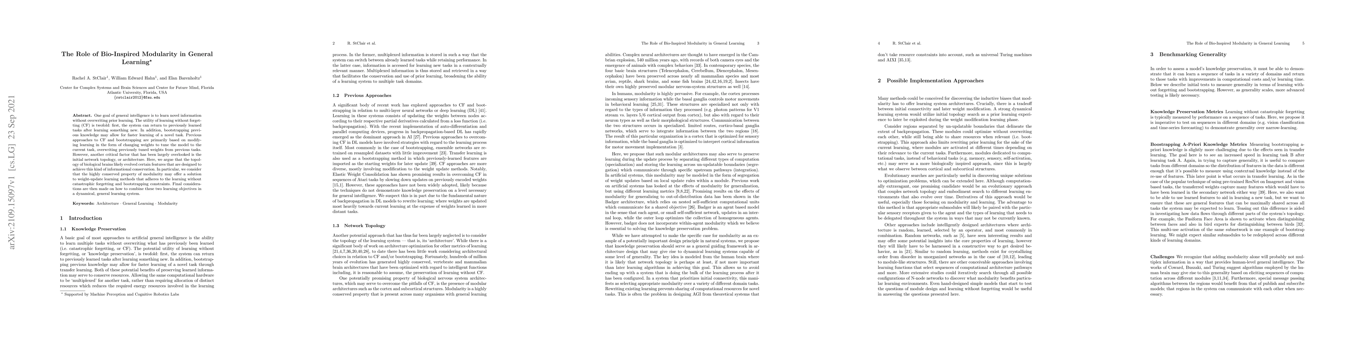 Thumbnail for The Role of Bio-Inspired Modularity in General Learning