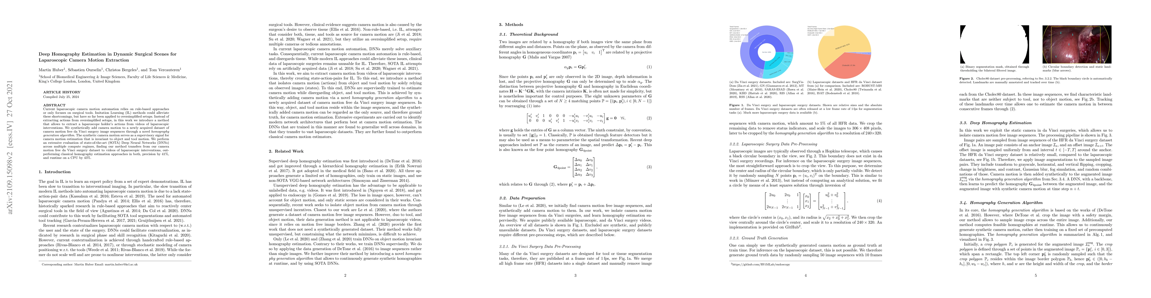 Thumbnail for Deep Homography Estimation in Dynamic Surgical Scenes for Laparoscopic
  Camera Motion Extraction