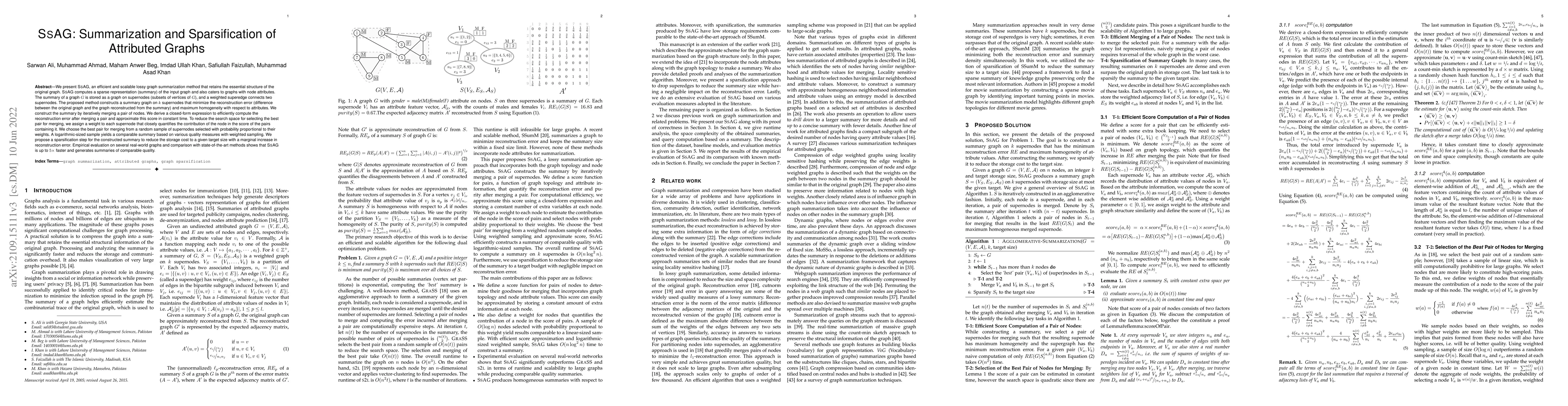 Thumbnail for SsAG: Summarization and sparsification of Attributed Graphs
