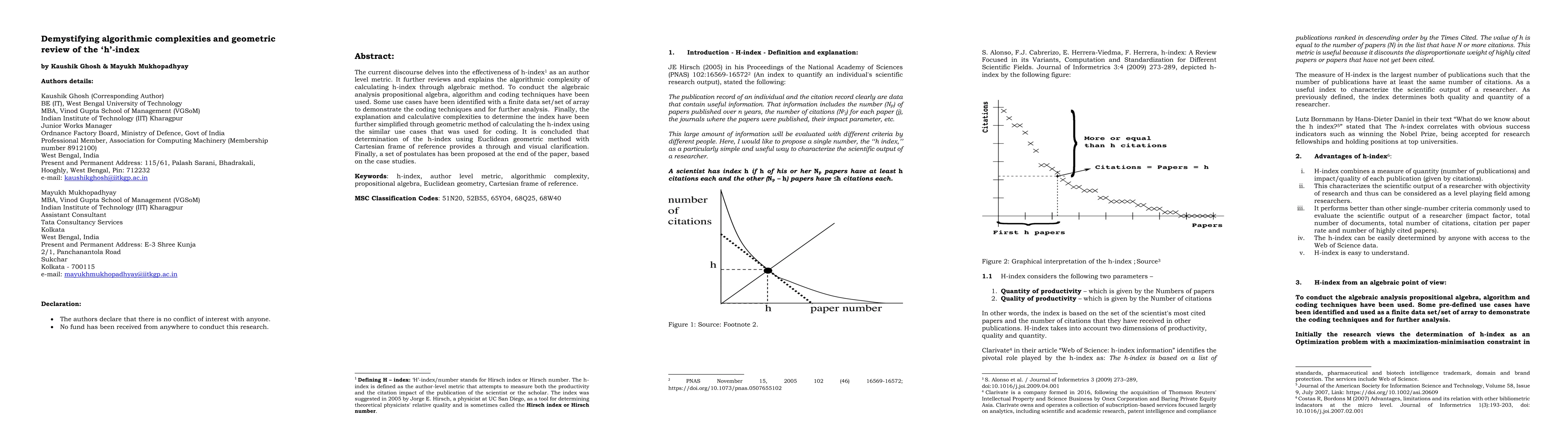 Thumbnail for Demystifying Algorithmic Complexities and Geometric Review of the
  'h'-Index