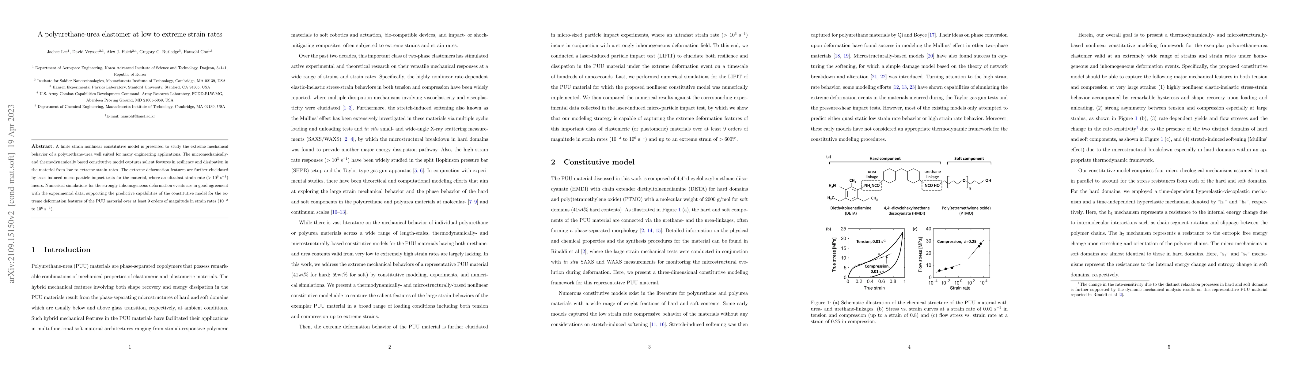 Thumbnail for A polyurethane-urea elastomer at low to extreme strain rates