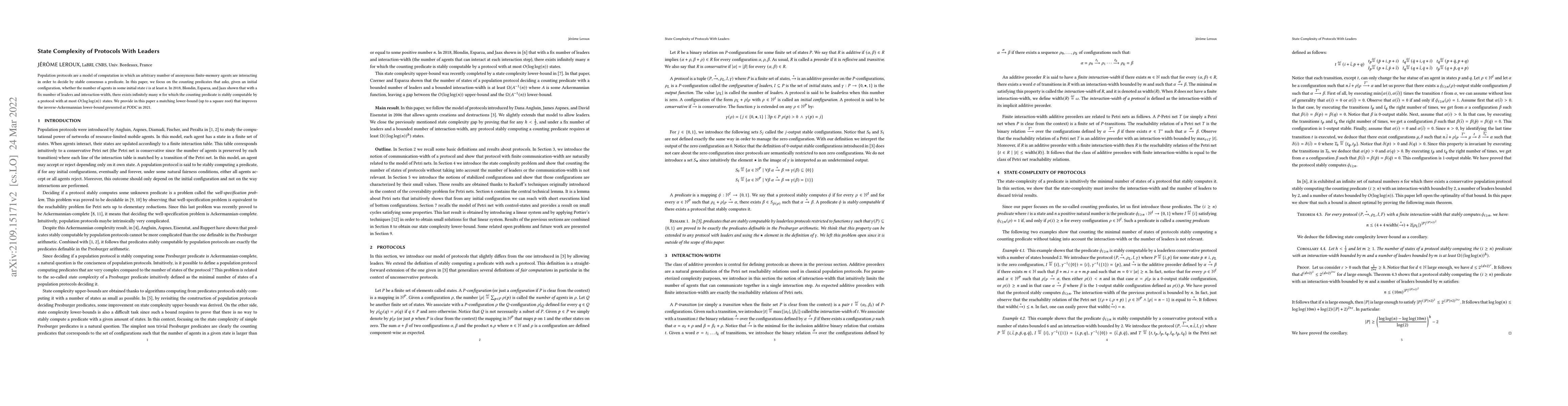 Thumbnail for State Complexity of Protocols With Leaders