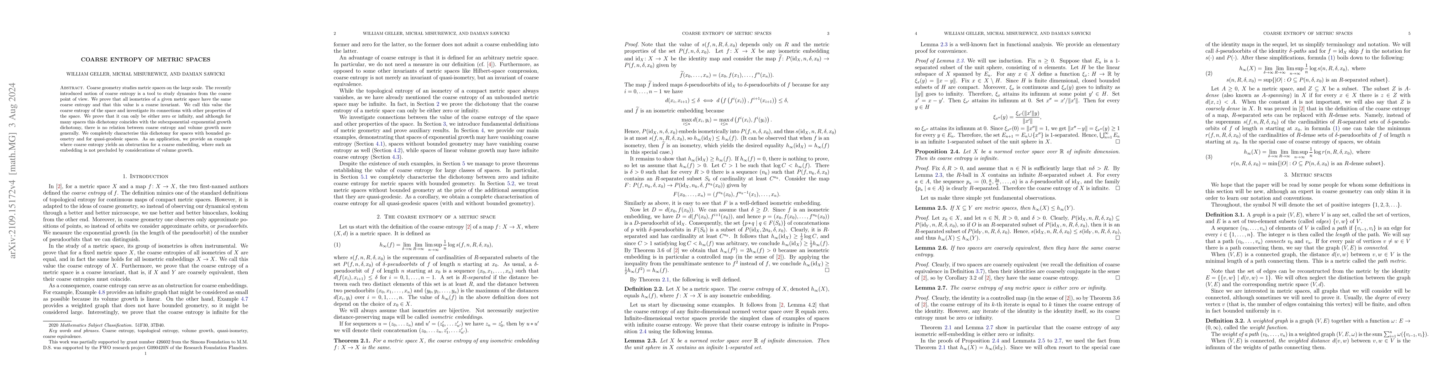 Thumbnail for Coarse entropy of metric spaces