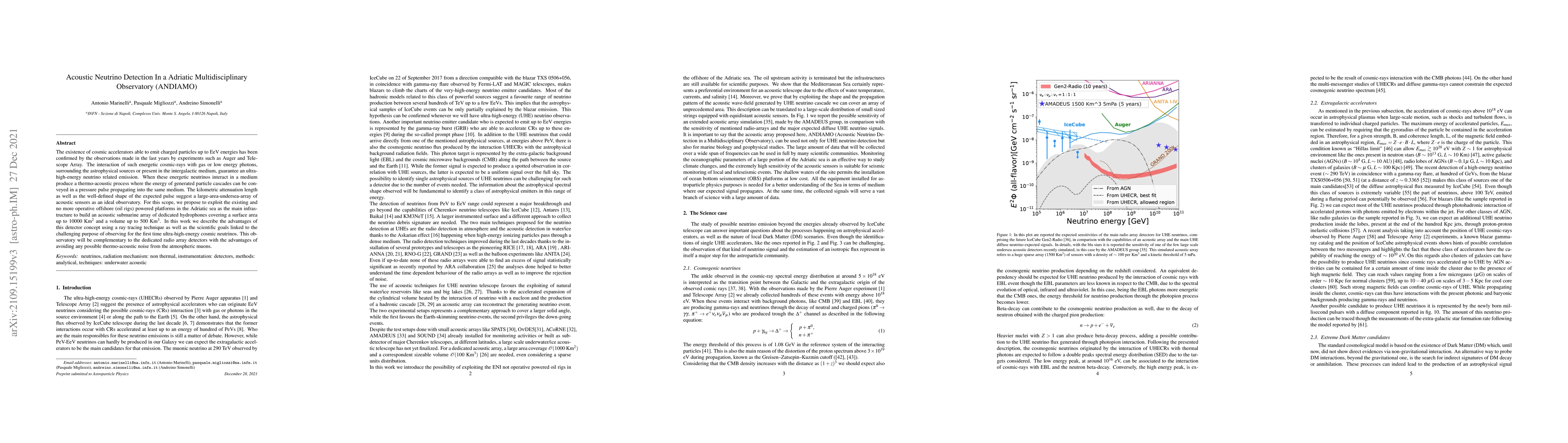 Thumbnail for Acoustic Neutrino Detection In a Adriatic Multidisciplinary Observatory
  (ANDIAMO)