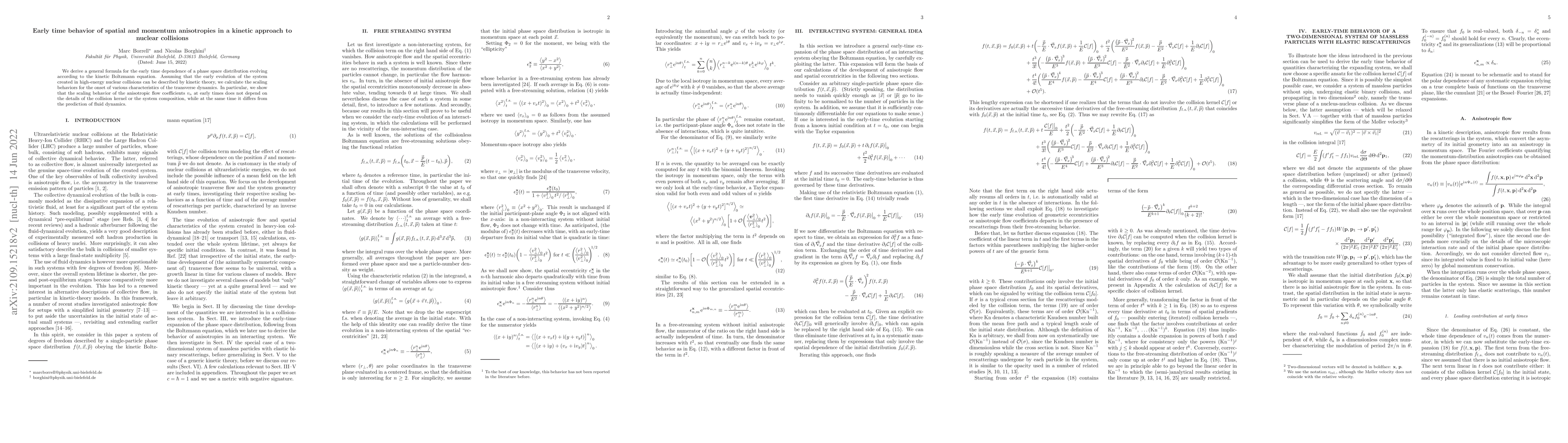 Thumbnail for Early time behavior of spatial and momentum anisotropies in a kinetic
  approach to nuclear collisions