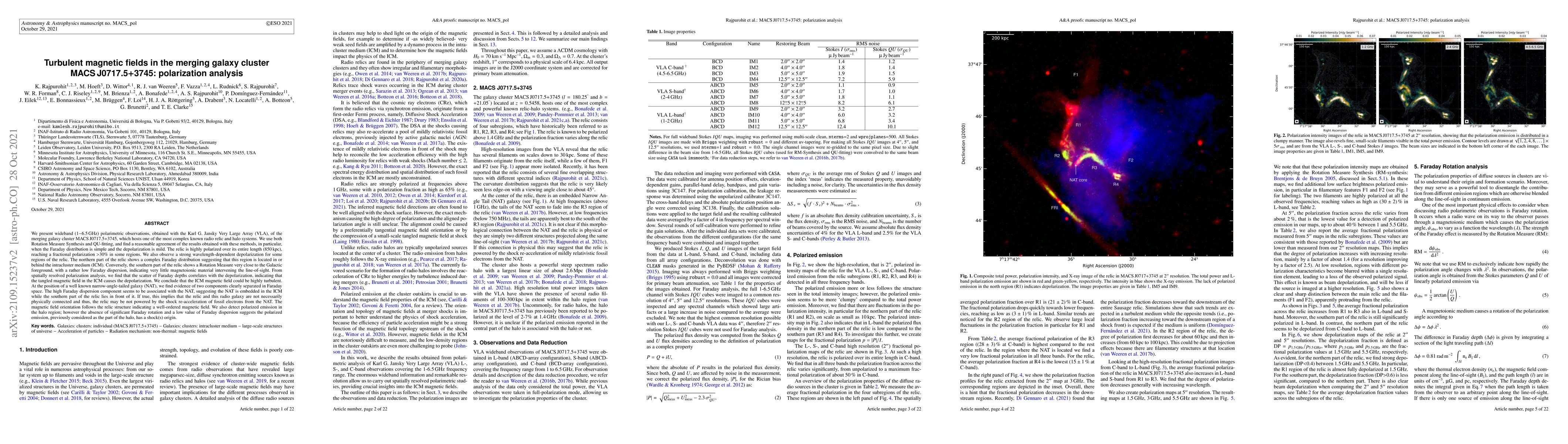 Thumbnail for Turbulent magnetic fields in the merging galaxy cluster MACS
  J0717.5+3745: polarization analysis