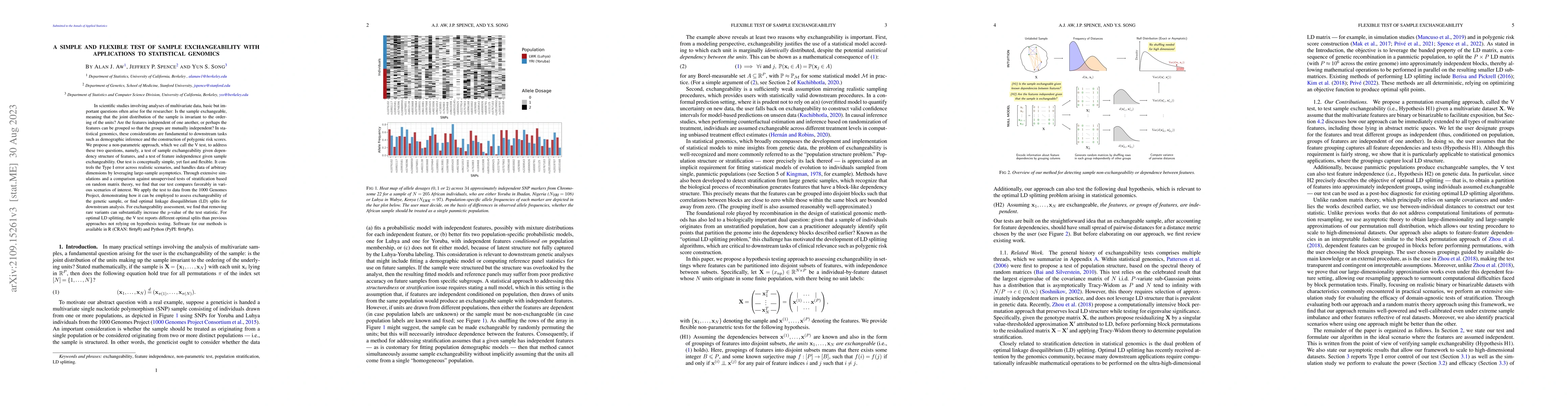 Thumbnail for A simple and flexible test of sample exchangeability with applications
  to statistical genomics