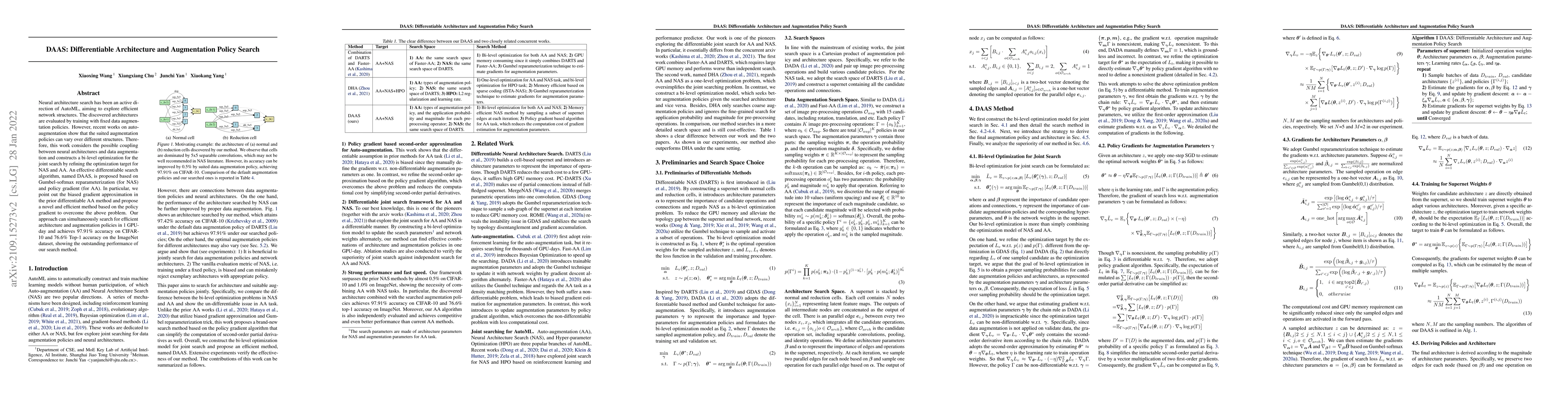 Thumbnail for DAAS: Differentiable Architecture and Augmentation Policy Search