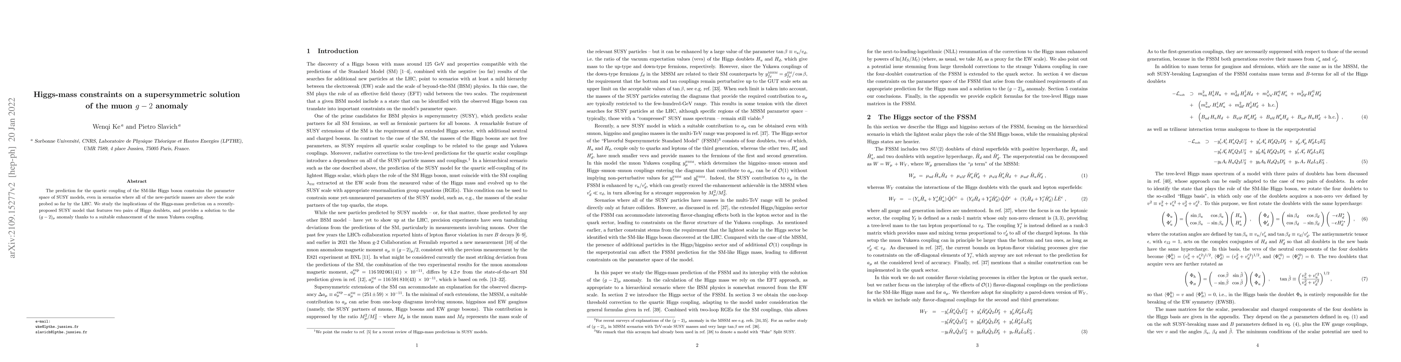 Thumbnail for Higgs-mass constraints on a supersymmetric solution of the muon g-2
  anomaly