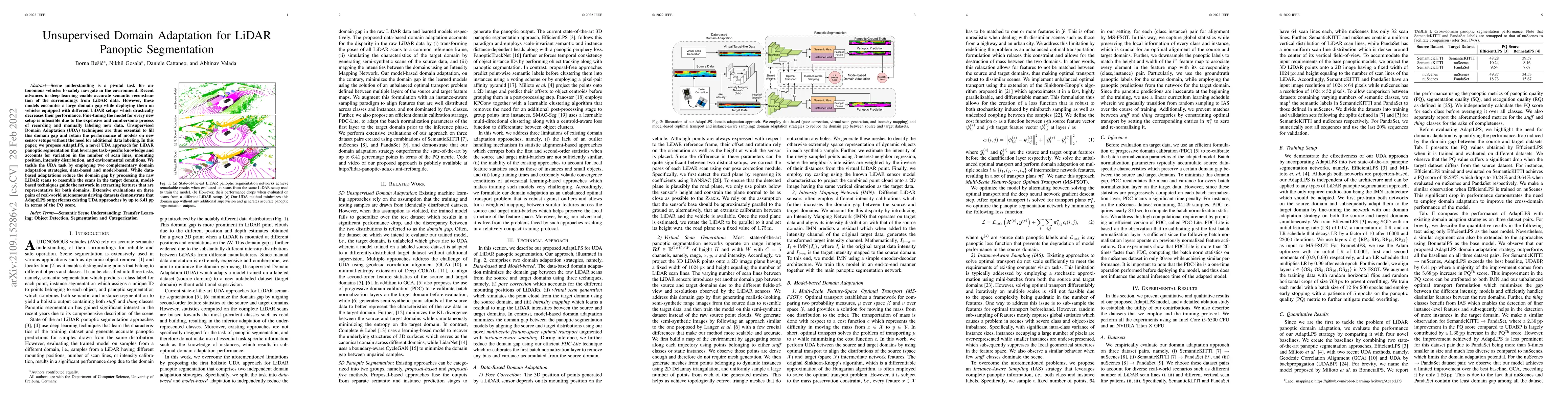 Thumbnail for Unsupervised Domain Adaptation for LiDAR Panoptic Segmentation