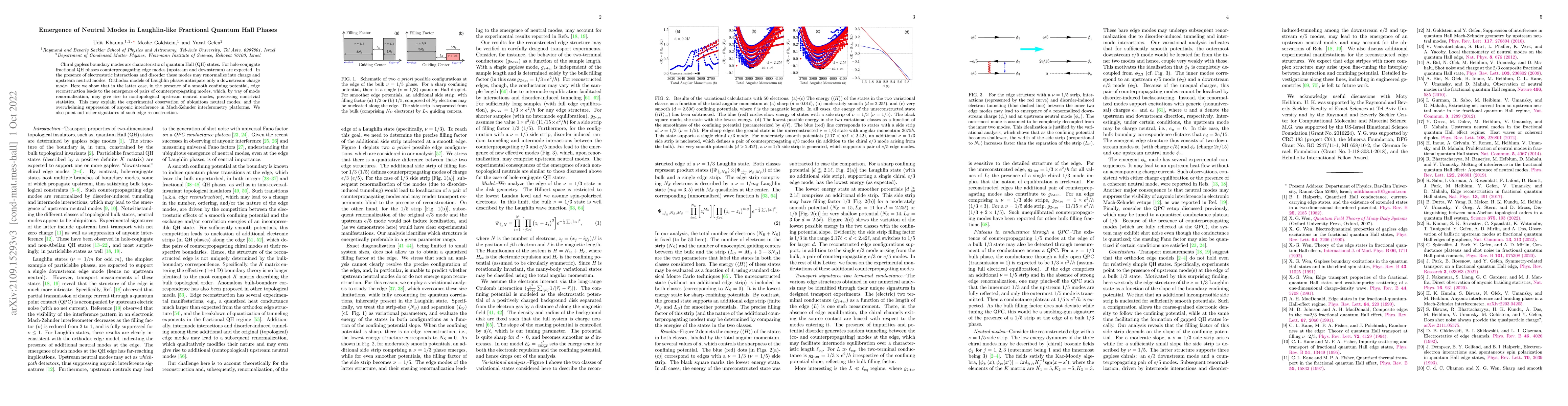 Thumbnail for Emergence of Neutral Modes in Laughlin-like Fractional Quantum Hall
  Phases