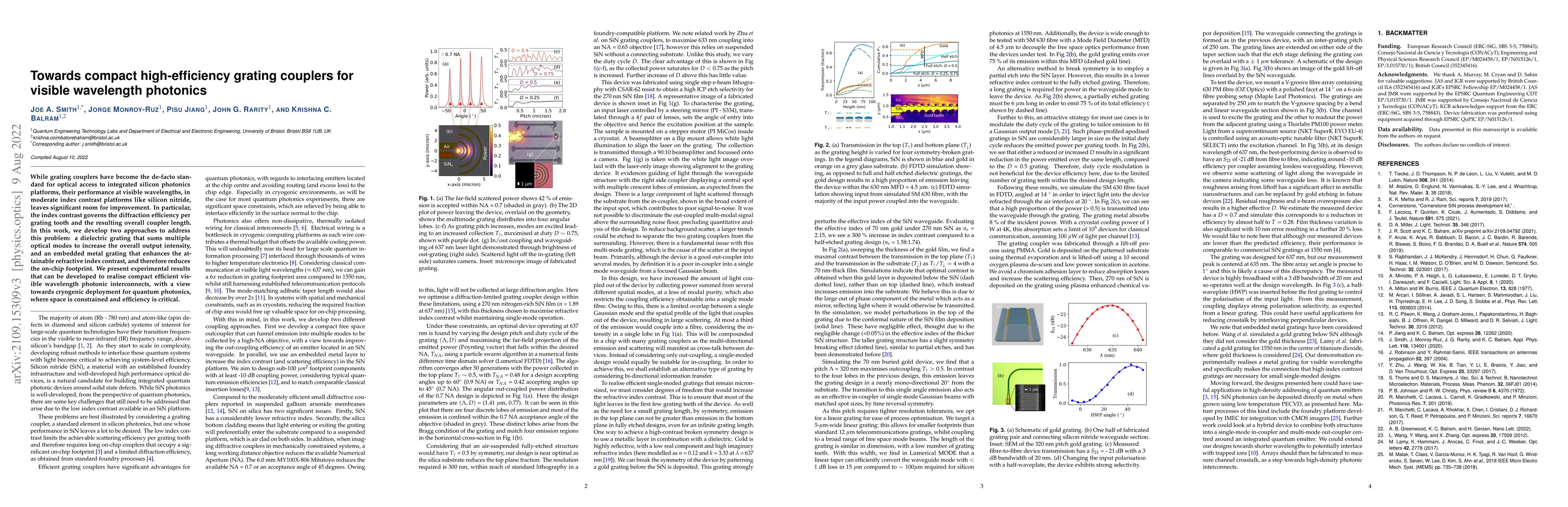 Thumbnail for Towards compact high-efficiency grating couplers for visible wavelength
  photonics