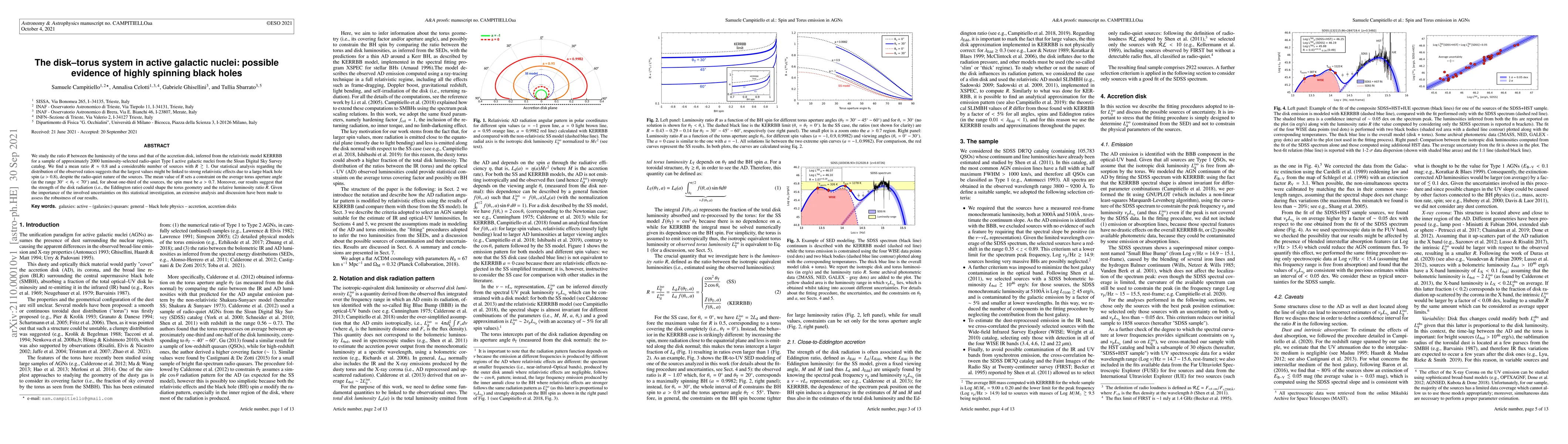 Thumbnail for The disk-torus system in active galactic nuclei: possible evidence of
  highly spinning black holes