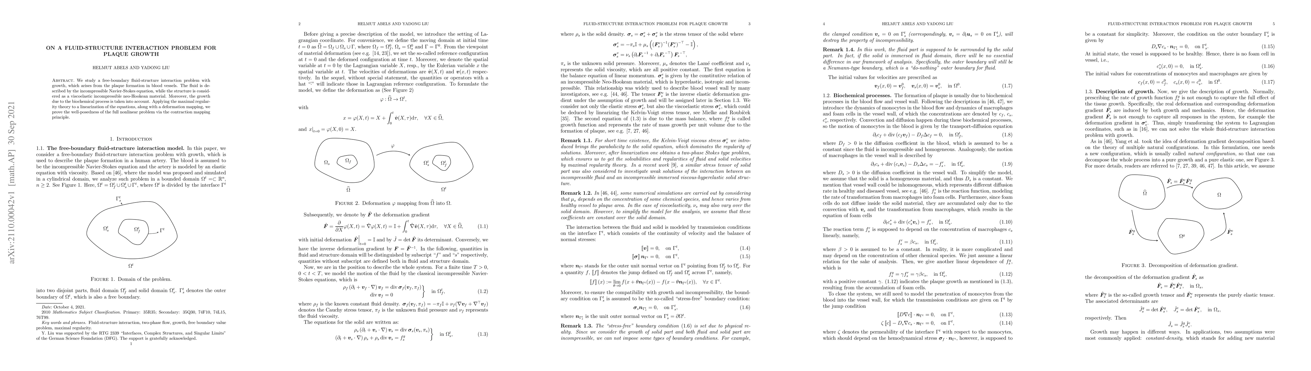 Thumbnail for On a fluid-structure interaction problem for plaque growth