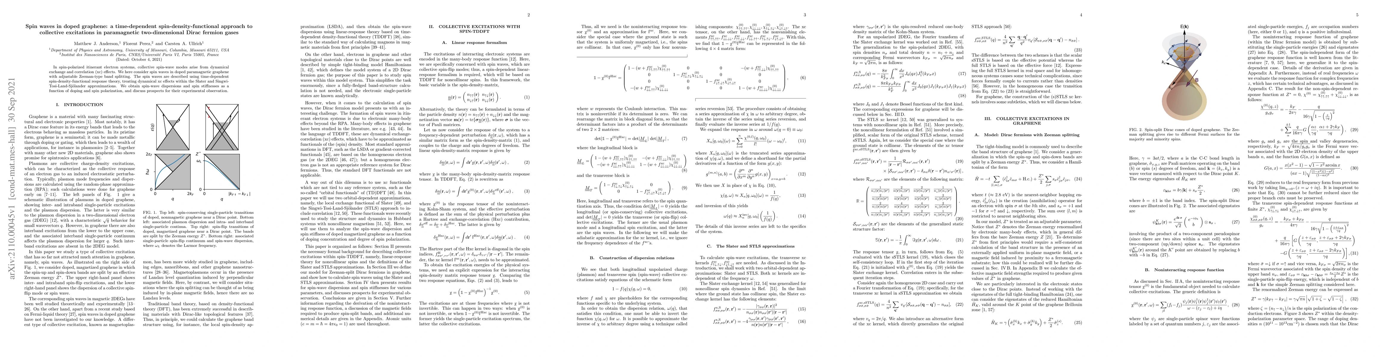 Thumbnail for Spin waves in doped graphene: a time-dependent spin-density-functional
  approach to collective excitations in paramagnetic two-dimensional Dirac
  fermion gases