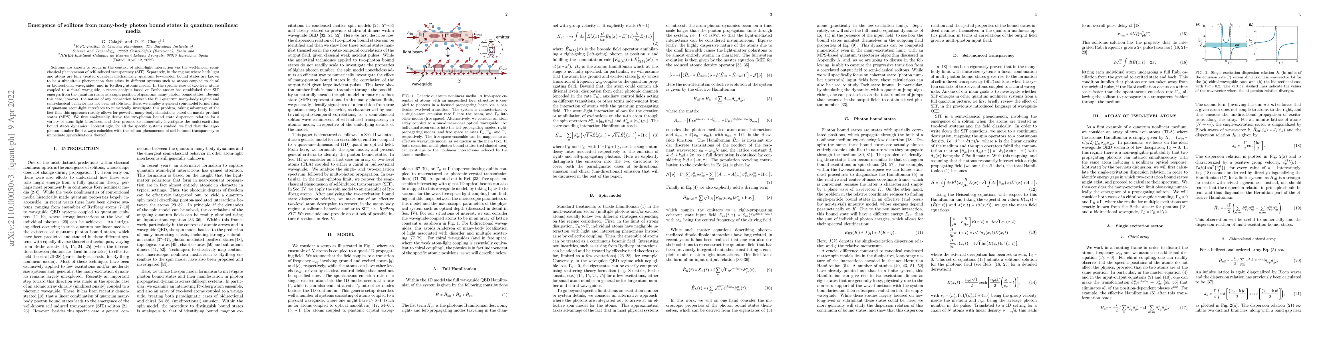 Thumbnail for Emergence of solitons from many-body photon bound states in quantum
  nonlinear media