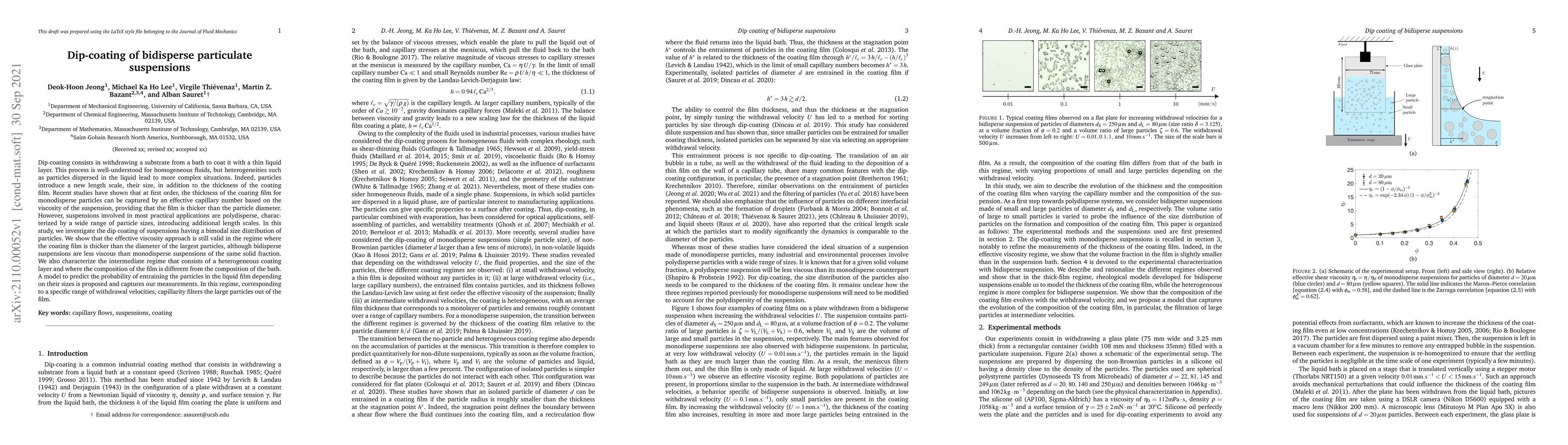 Thumbnail for Dip-coating of bidisperse particulate suspensions